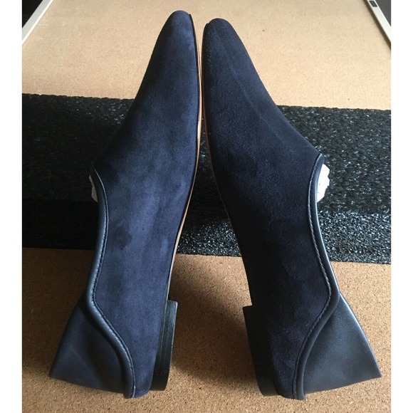 VINCE BRANINE Women's Blue Suede/ Nappa Leather Flat Loafer Slip Ons Size 6 - Picture 3 of 11